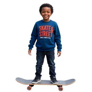 𝅺zara Kids blue hoodie size 5-6 years (118 cm) embroidered skate and street
